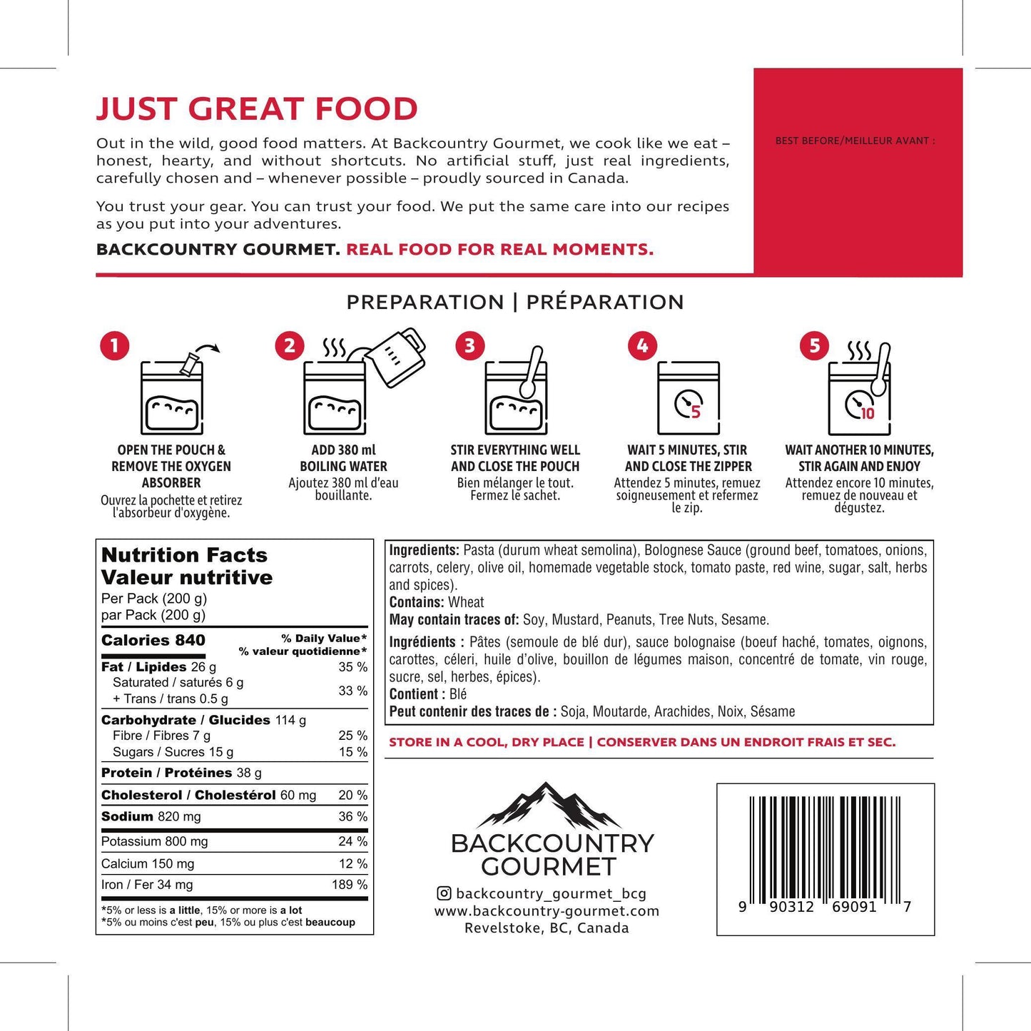 Pasta Bolognese (Beef)
